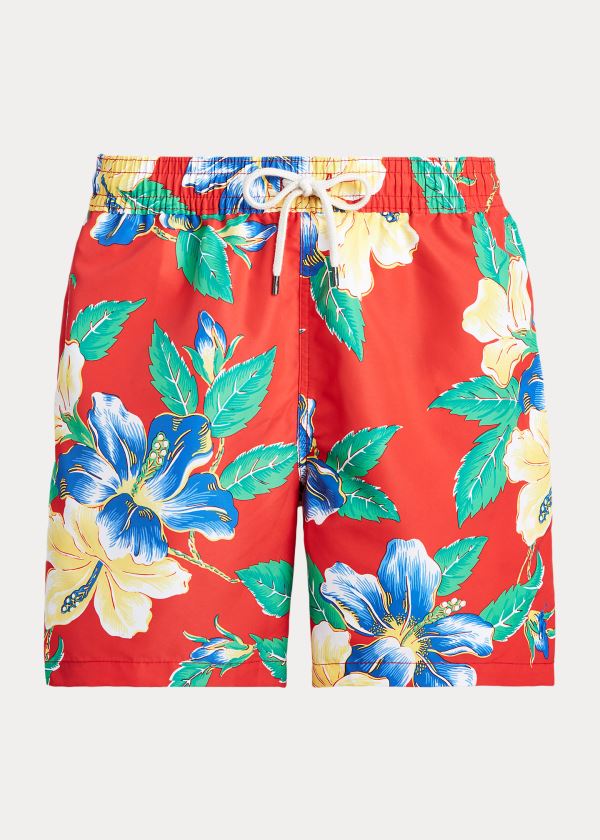 Stroje Pływackie Ralph Lauren Traveler Floral Swim Trunk Męskie Czerwone Kolorowe | IFZE5236