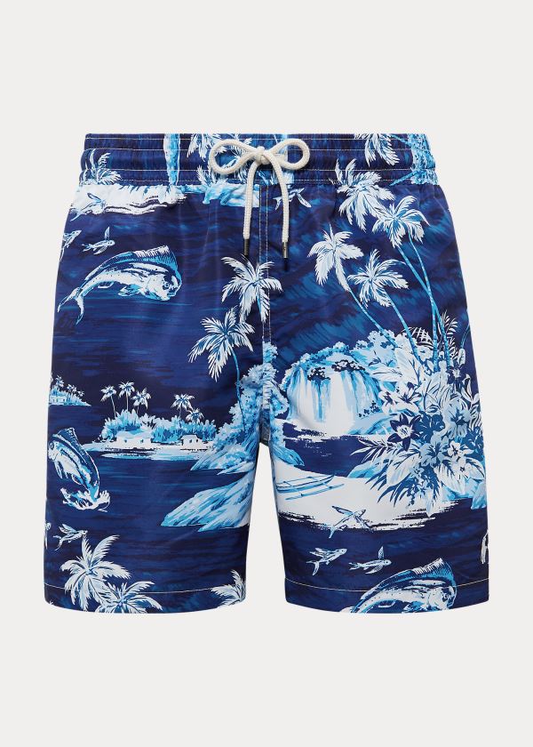 Stroje Pływackie Ralph Lauren Traveler Tropical Swim Trunk Męskie Niebieskie Kolorowe | NNAG5973