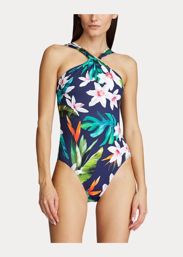 Stroje Pływackie Ralph Lauren Tropical High-Neck One-Piece Damskie Kolorowe | QLRW3677