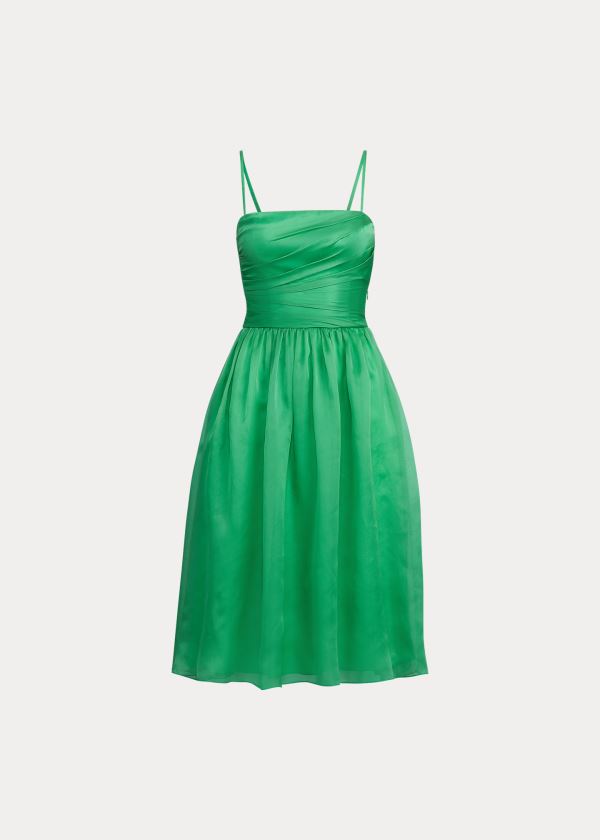 Sukienka Ralph Lauren Annora Silk Organza Dress Damskie Zielone | STUC7085