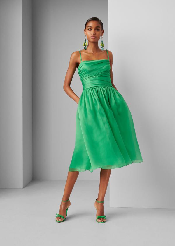 Sukienka Ralph Lauren Annora Silk Organza Dress Damskie Zielone | STUC7085