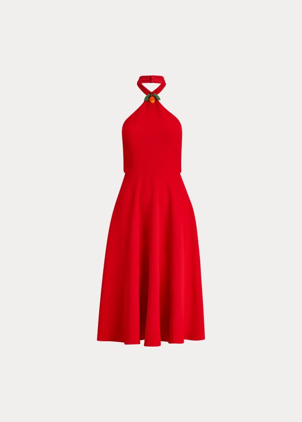 Sukienka Ralph Lauren Arleen Crepe Cady Halter Dress Damskie Czerwone | QISY7278