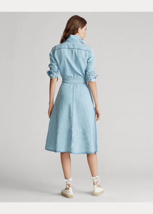 Sukienka Ralph Lauren Belted Denim Shirtdress Damskie Głęboka Indygo | QRAE1781