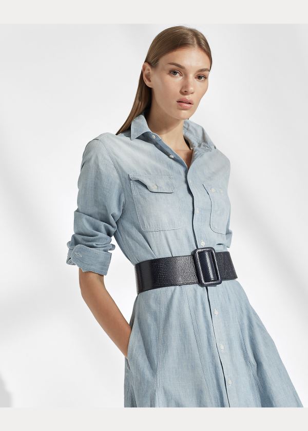 Sukienka Ralph Lauren Cailyn Chambray Shirtdress Damskie Indygo | CYHO5331