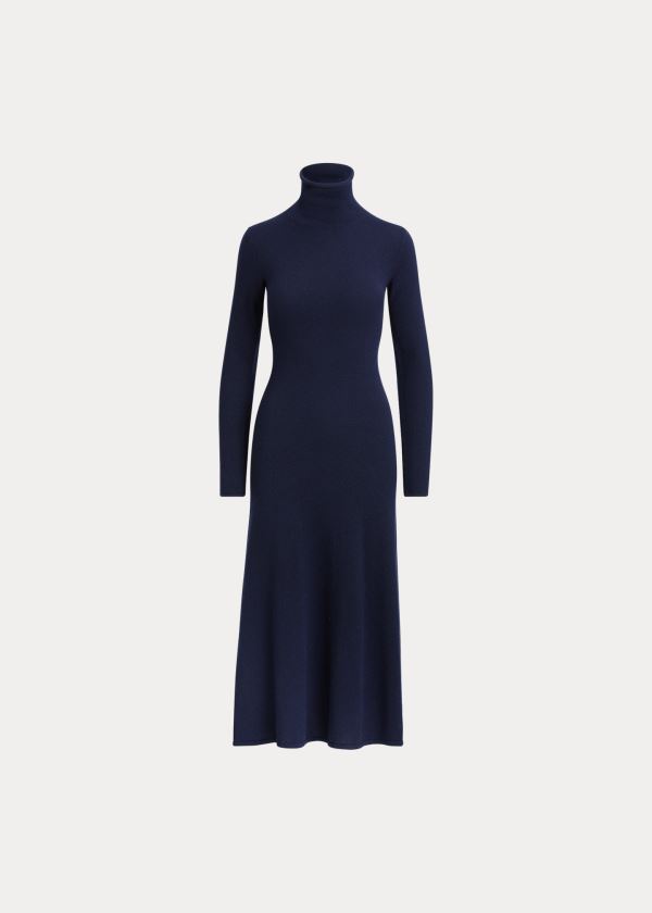 Sukienka Ralph Lauren Cashmere Turtleneck Dress Damskie Granatowe | FGMK1769