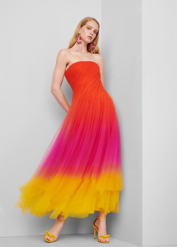 Sukienka Ralph Lauren Clementine Ombr? Tulle Dress Damskie Pomarańczowe Różowe Żółte | LXPQ1416