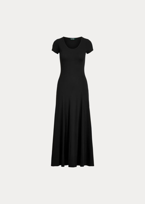 Sukienka Ralph Lauren Cotton-Blend Maxidress Damskie Czarne | BQKA8424