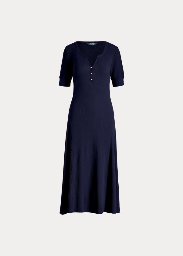 Sukienka Ralph Lauren Cotton Fit-and-Flare Dress Damskie Granatowe | NSUF4695