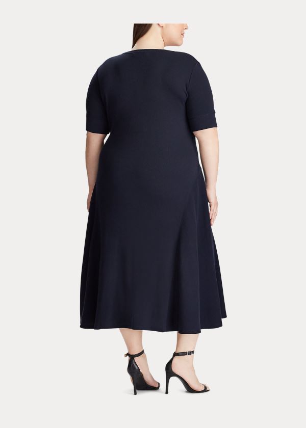 Sukienka Ralph Lauren Cotton Fit-and-Flare Dress Damskie Granatowe | ZAOQ1666