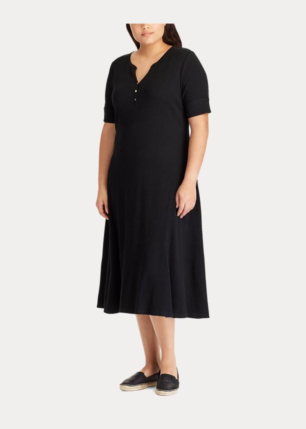 Sukienka Ralph Lauren Cotton Fit-and-Flare Dress Damskie Czarne | HHYA3466