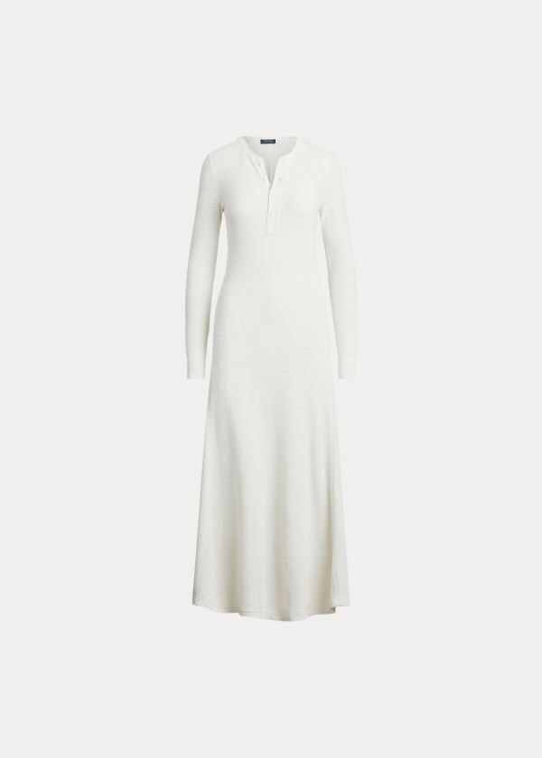 Sukienka Ralph Lauren Cotton Henley Dress Damskie Białe | PHBV3999