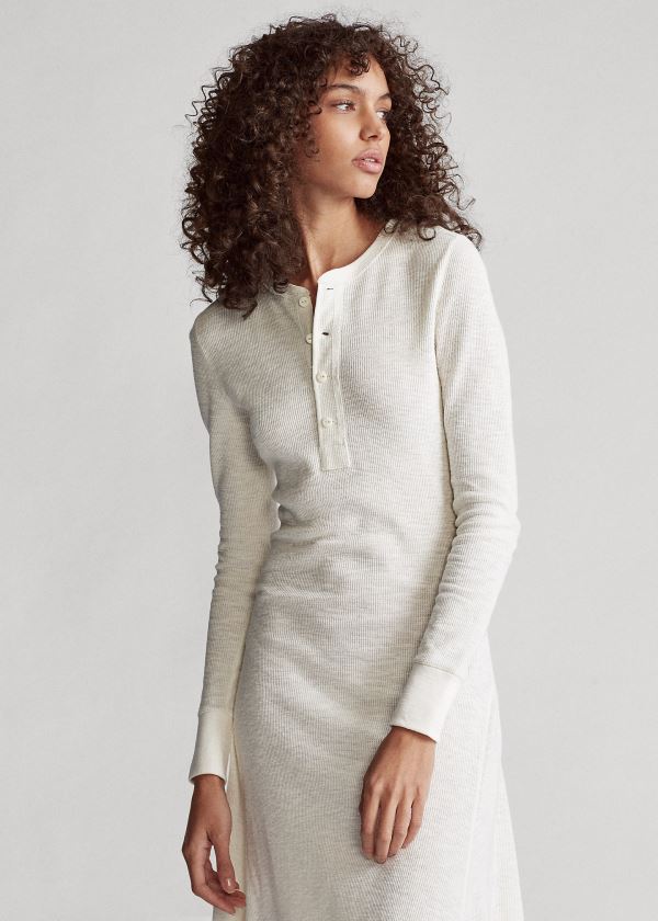 Sukienka Ralph Lauren Cotton Henley Dress Damskie Białe | PHBV3999