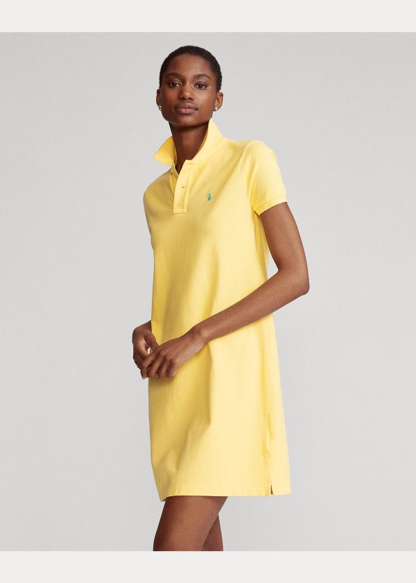 Sukienka Ralph Lauren Cotton Mesh Polo Dress Damskie Żółte | ATKX3303