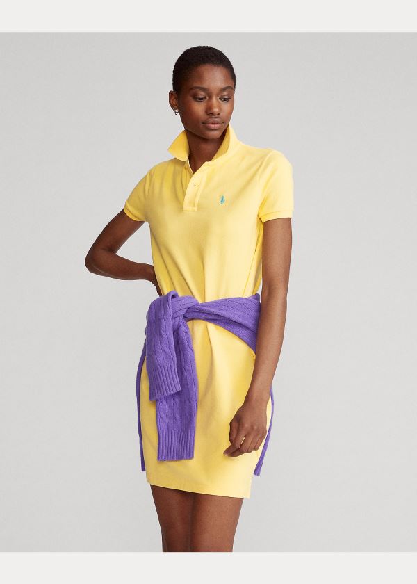 Sukienka Ralph Lauren Cotton Mesh Polo Dress Damskie Żółte | ATKX3303