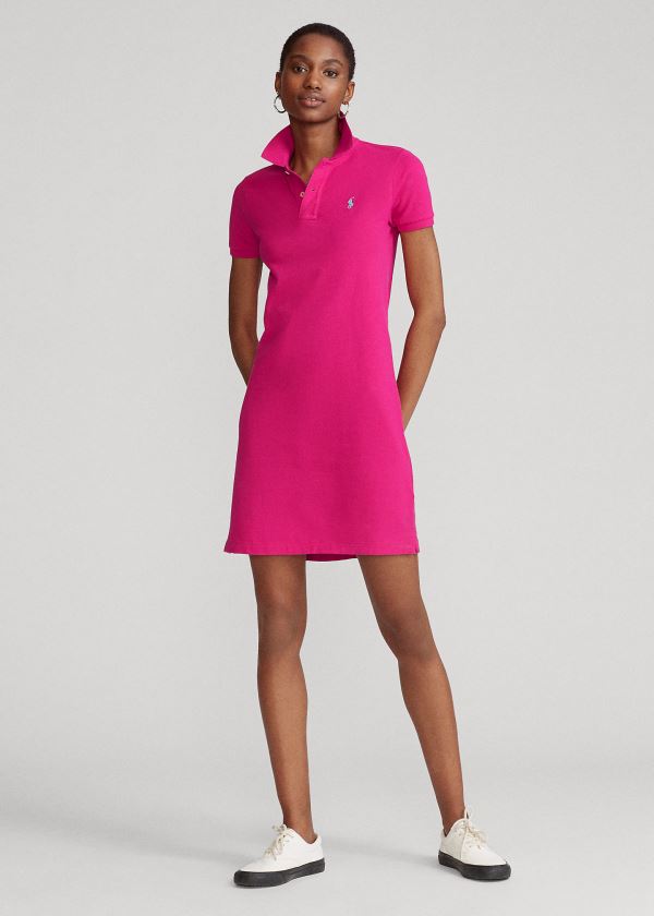 Sukienka Ralph Lauren Cotton Mesh Polo Dress Damskie Jasny Różowe | LMSH1916