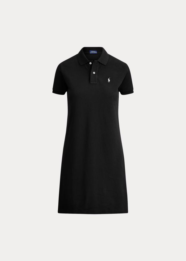 Sukienka Ralph Lauren Cotton Mesh Polo Dress Damskie Czarne | XUEA5194