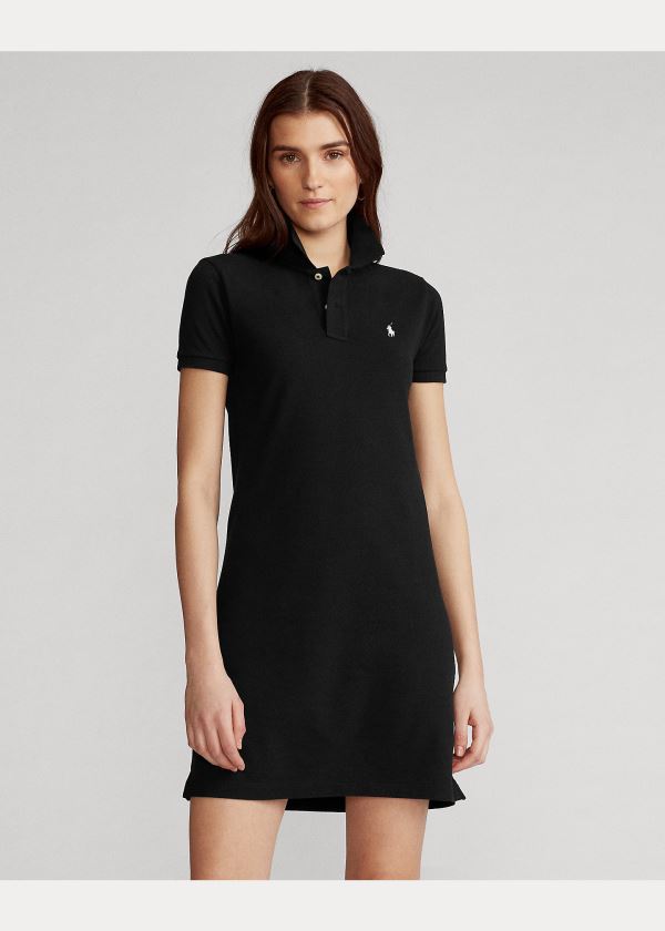 Sukienka Ralph Lauren Cotton Mesh Polo Dress Damskie Czarne | XUEA5194