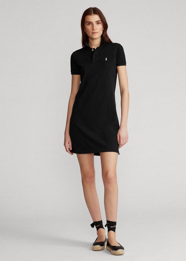 Sukienka Ralph Lauren Cotton Mesh Polo Dress Damskie Czarne | XUEA5194