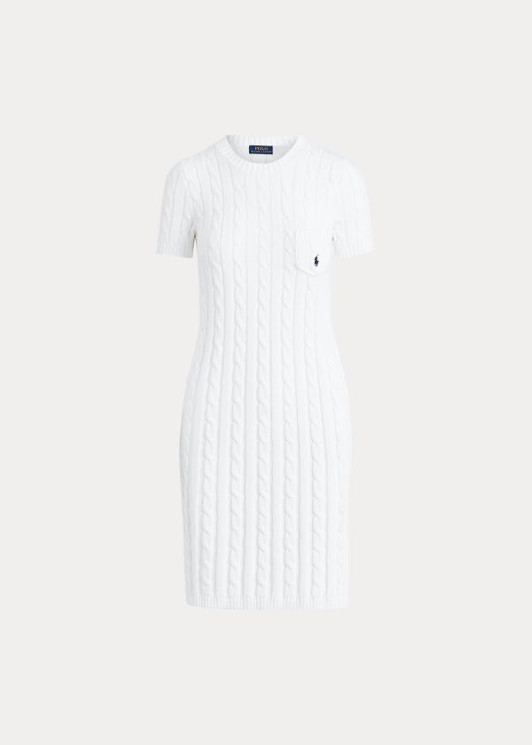 Sukienka Ralph Lauren Cotton Short-Sleeve Dress Damskie Białe | LIGF7770