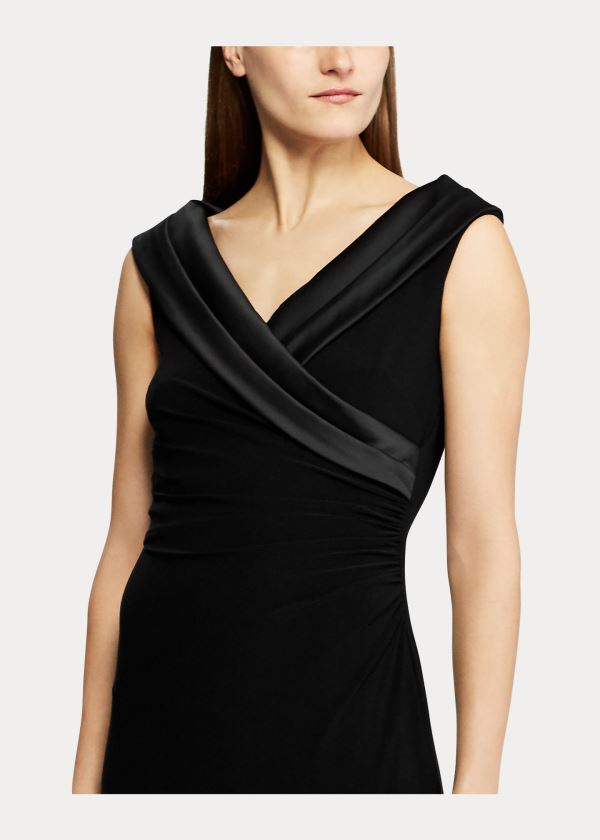 Sukienka Ralph Lauren Crepe Off-the-Shoulder Gown Damskie Czarne | PQUN3628