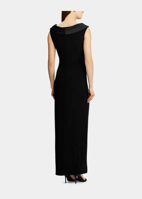 Sukienka Ralph Lauren Crepe Off-the-Shoulder Gown Damskie Czarne | PQUN3628