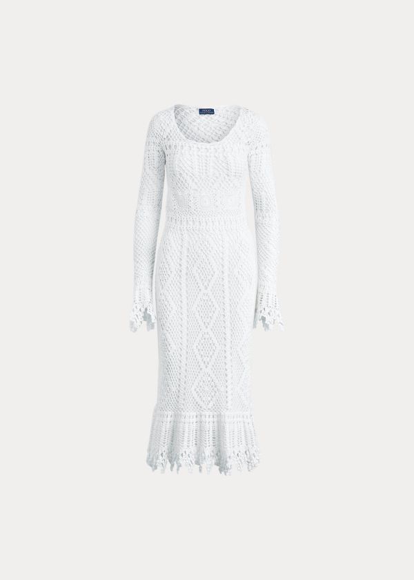 Sukienka Ralph Lauren Crocheted Cotton Dress Damskie Białe | DEUN4941