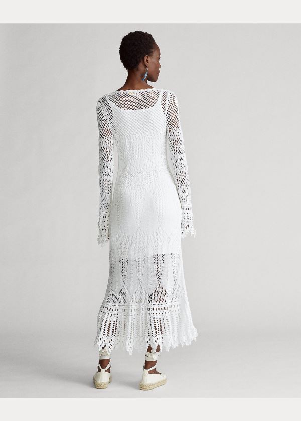 Sukienka Ralph Lauren Crocheted Cotton Dress Damskie Białe | DEUN4941