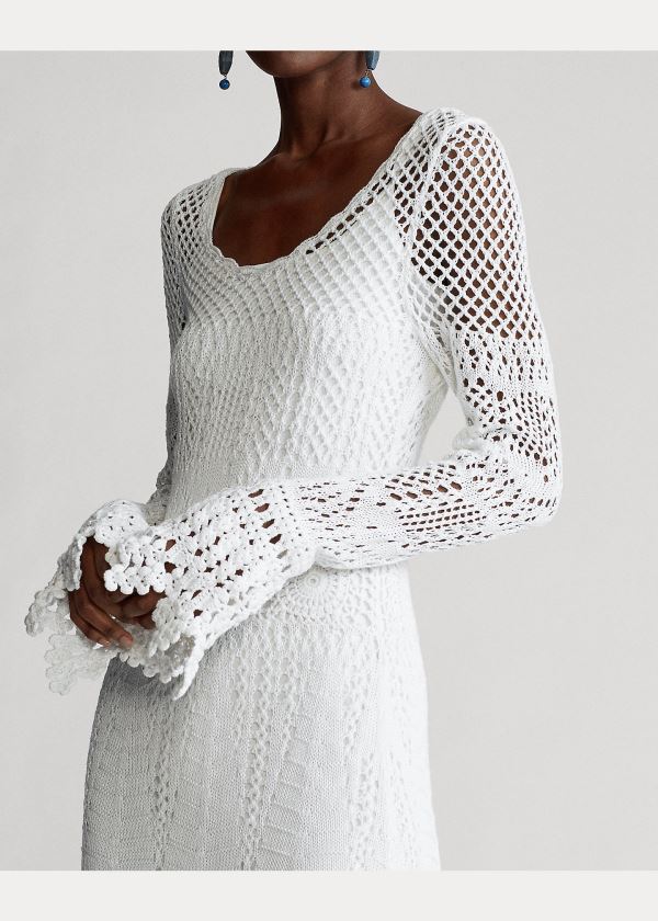 Sukienka Ralph Lauren Crocheted Cotton Dress Damskie Białe | DEUN4941