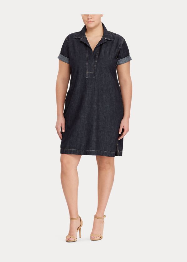 Sukienka Ralph Lauren Denim Shift Dress Damskie Czarne Niebieskie | ETQY8433