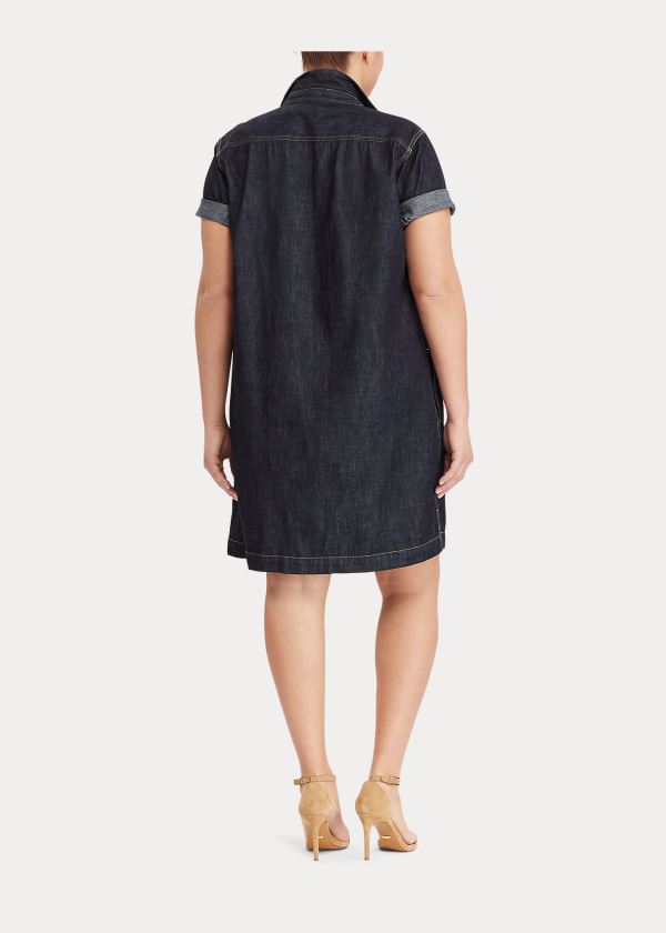 Sukienka Ralph Lauren Denim Shift Dress Damskie Czarne Niebieskie | ETQY8433