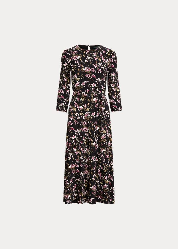 Sukienka Ralph Lauren Floral Balloon-Sleeve Dress Damskie Czarne Różowe Kolorowe | TRIP2209