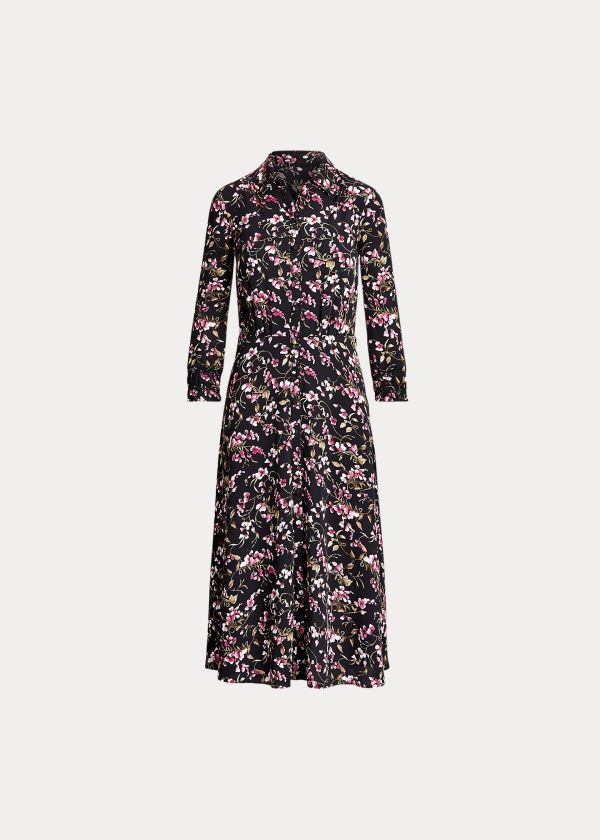 Sukienka Ralph Lauren Floral Crepe Dress Damskie Czarne Różowe Kolorowe | PFRS7169