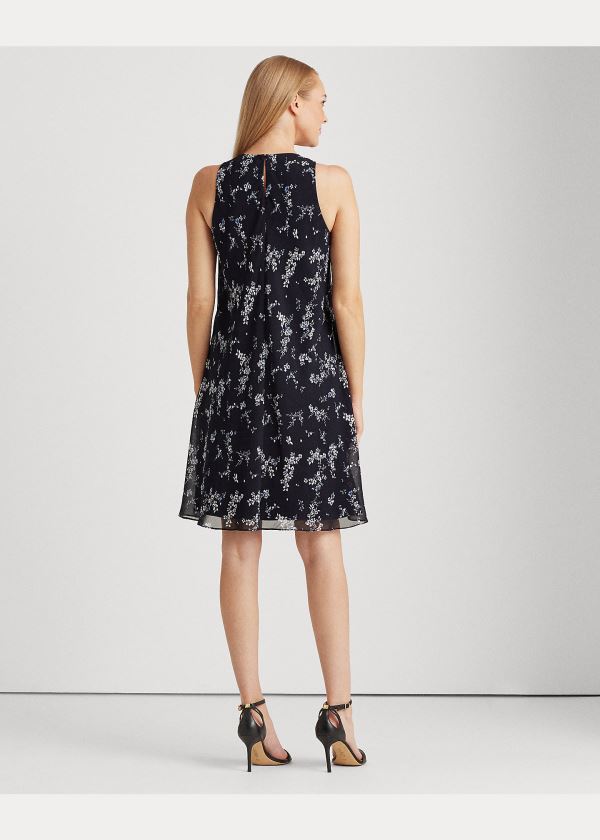 Sukienka Ralph Lauren Floral Georgette Shift Dress Damskie Głęboka Granatowe Niebieskie Kolorowe | AQOV8499