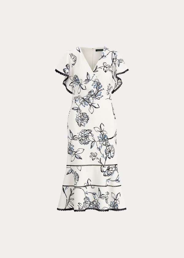 Sukienka Ralph Lauren Floral Jacquard Dress Damskie Kremowe Białe Kolorowe | QSHJ4002