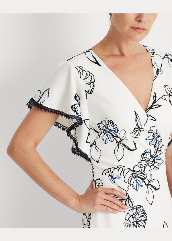 Sukienka Ralph Lauren Floral Jacquard Dress Damskie Kremowe Białe Kolorowe | QSHJ4002