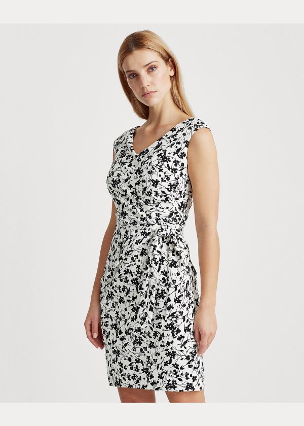 Sukienka Ralph Lauren Floral Jersey Cap-Sleeve Dress Damskie Kremowe Czarne | CDYF7918