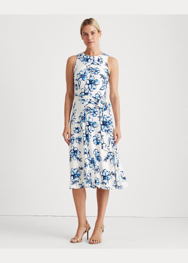 Sukienka Ralph Lauren Floral Jersey Dress Damskie Kremowe Niebieskie Kolorowe | COPJ4329