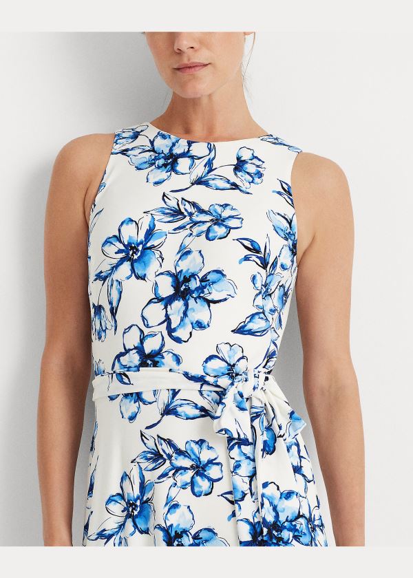 Sukienka Ralph Lauren Floral Jersey Dress Damskie Kremowe Niebieskie Kolorowe | COPJ4329