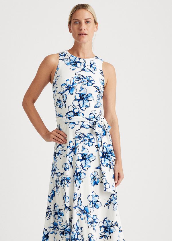 Sukienka Ralph Lauren Floral Jersey Dress Damskie Kremowe Niebieskie Kolorowe | COPJ4329