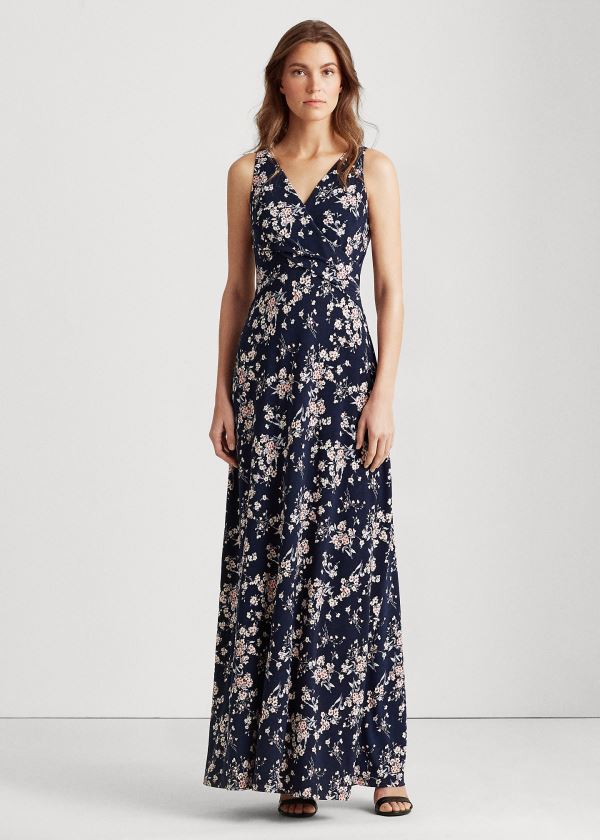 Sukienka Ralph Lauren Floral Jersey Dress Damskie Granatowe Kolorowe | BKWU1269