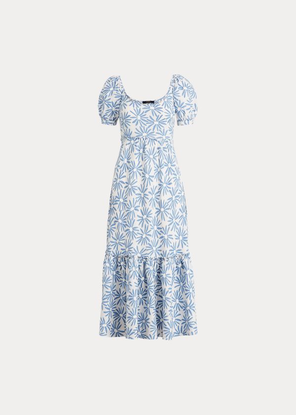 Sukienka Ralph Lauren Floral Linen Dress Damskie Niebieskie | RCIJ0818