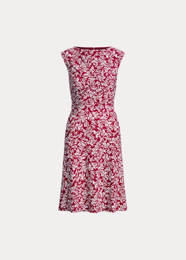 Sukienka Ralph Lauren Floral Matte-Jersey Dress Damskie Bordowe Kremowe | TNOI2635