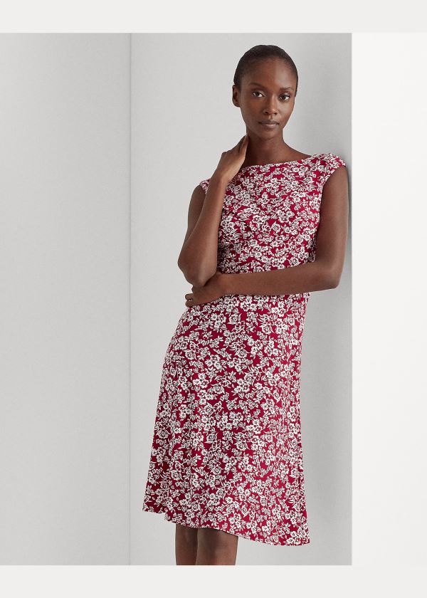 Sukienka Ralph Lauren Floral Matte-Jersey Dress Damskie Bordowe Kremowe | TNOI2635