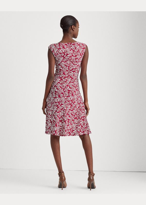 Sukienka Ralph Lauren Floral Matte-Jersey Dress Damskie Bordowe Kremowe | TNOI2635