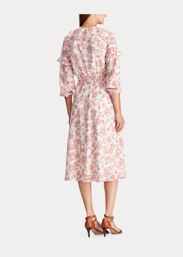 Sukienka Ralph Lauren Floral Ruffled Dress Damskie Kremowe Kolorowe | DTSA3016