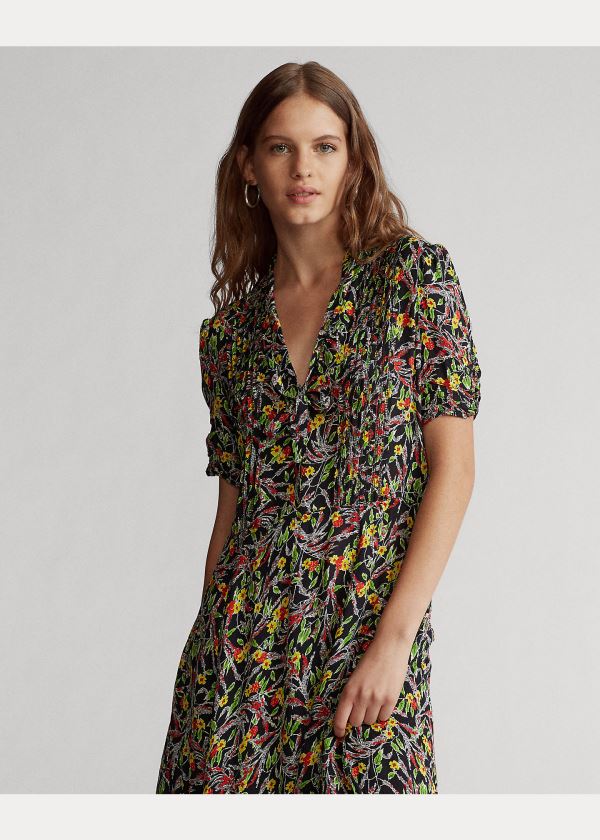 Sukienka Ralph Lauren Floral Short-Sleeve Dress Damskie Kolorowe | IDPY5699