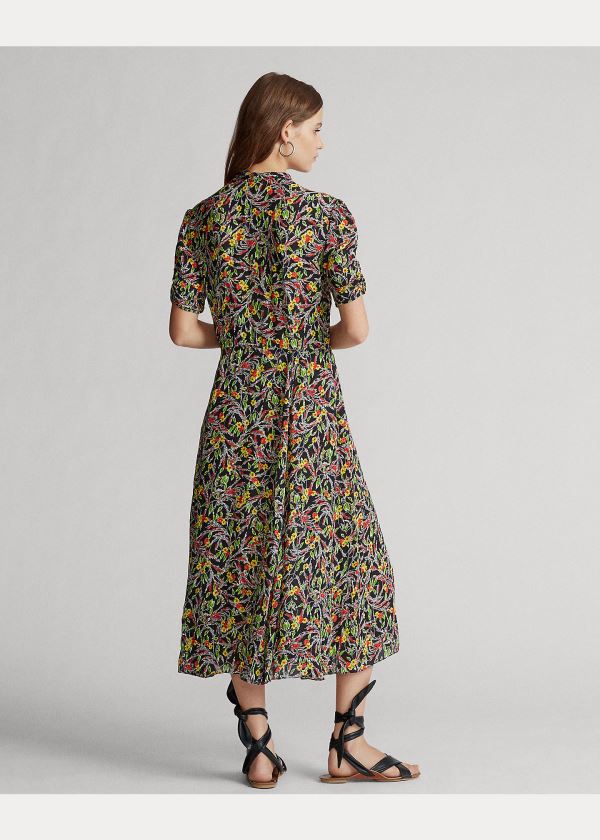 Sukienka Ralph Lauren Floral Short-Sleeve Dress Damskie Kolorowe | IDPY5699