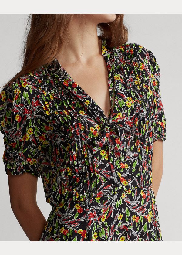 Sukienka Ralph Lauren Floral Short-Sleeve Dress Damskie Kolorowe | IDPY5699