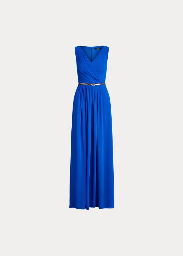 Sukienka Ralph Lauren Georgette Sleeveless Gown Damskie Niebieskie | HZEG0292