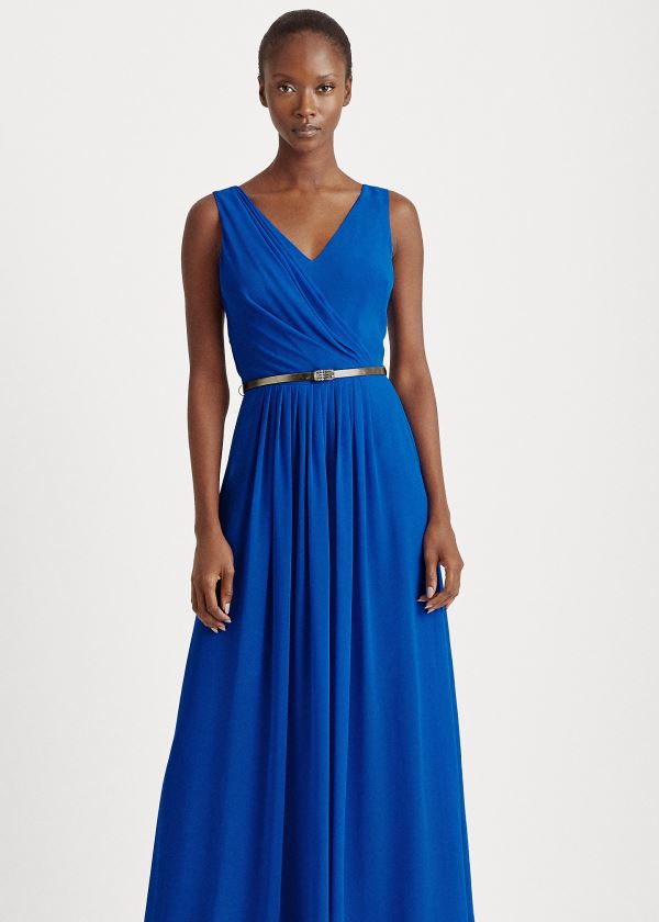 Sukienka Ralph Lauren Georgette Sleeveless Gown Damskie Niebieskie | HZEG0292